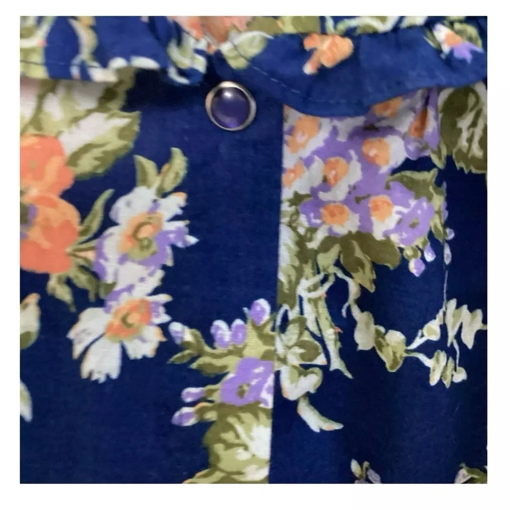 MODELS COAT House Dress Womens 3X Cotton Robe Muumuu Kaftan Pockets Pearl Snaps - Picture 5 of 10